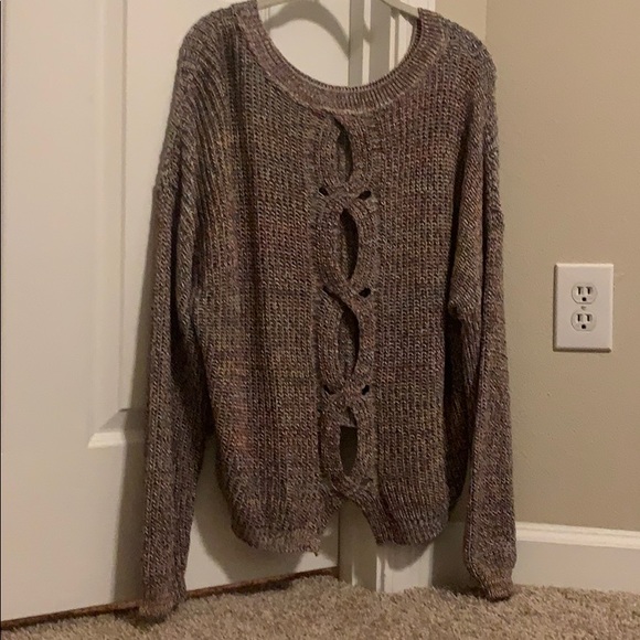 Express cable knit open back sweater - Picture 2 of 2